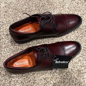 Studio Belvedere Men's Dark Red Leather Derbys